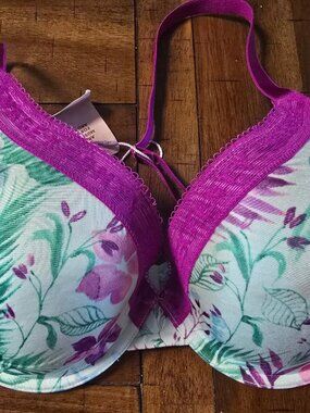 Savage X Fenty  Purple and Green Flowers 38D Bra NWT